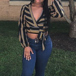 Striped surplice top